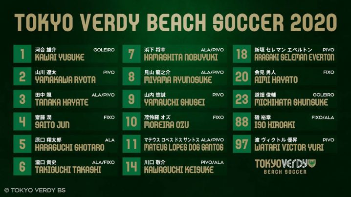 ビーチサッカー 東京ヴェルディbs シーズンの選手背番号決定のお知らせ Tokyo Verdy Beachsoccer
